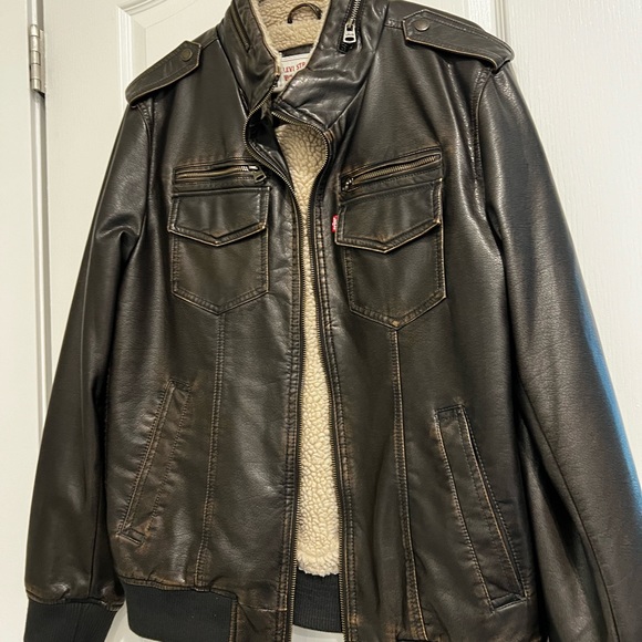 Levi’s faux leather Sherpa lined aviator jacket - Picture 3 of 3